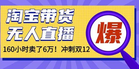 （16665）年前风口！淘宝带货，无人直播160小时卖了6万！