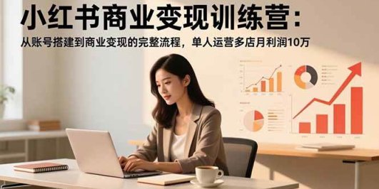 小红书商业变现训练营:从账号搭建到商业变现的完整流程,单人运营多店月利润10万