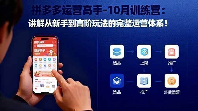 拼多多运营高手-10月训练营：讲解从新手到高阶玩法的完整运营体系！