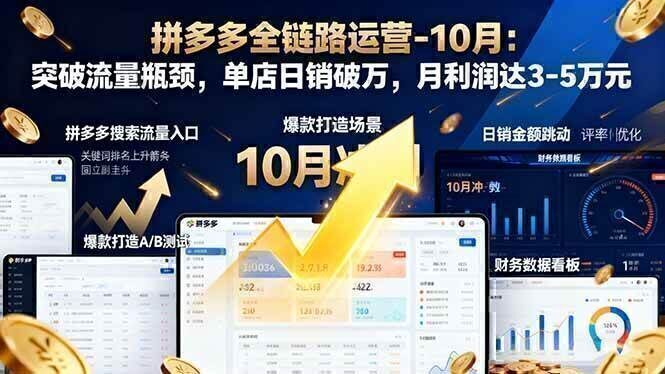 拼多多全链路运营-10月:突破流量瓶颈,单店日销破万,月利润达3-5万元