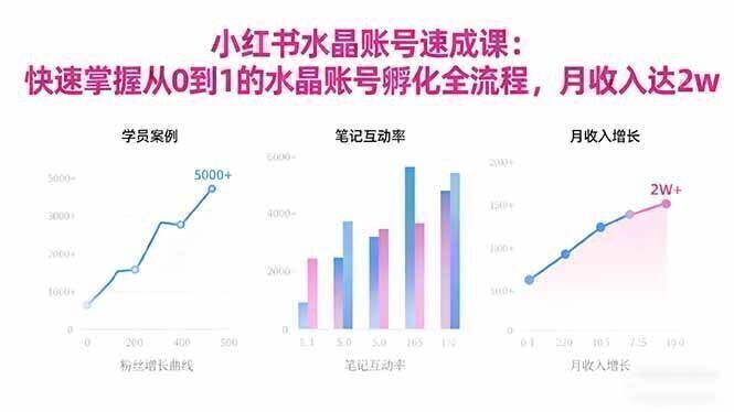 2025小红书水晶账号速成课：快速掌握从0-1水晶账号孵化全流程，月收入达2w