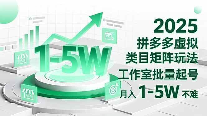 2025 拼多多虚拟类目矩阵玩法，工作室批量起号，月入 1-5W 不难