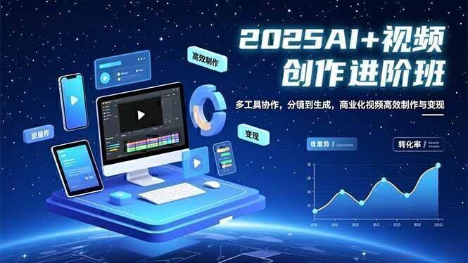 AI+视频创作进阶班:多工具协作,分镜到生成,商业化视频高效制作与变现