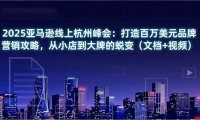 2025亚马逊线上杭州峰会:打造百万美元品牌营销攻略,从小店到大牌的蜕变(文档+视频)