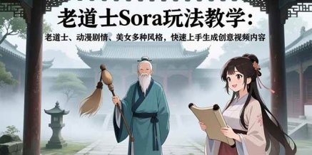 老道士Sora玩法教学:老道士、动漫剧情、美女多种风格,快速上手生成创意视频内容