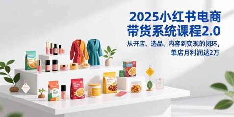 2025小红书电商带货系统课程2.0,从开店、选品、内容到变现的闭环,单店月利润达2万