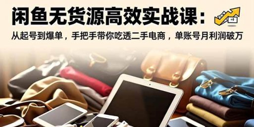 闲鱼无货源高效实战课:从起号到爆单,手把手带你吃透二手电商,单账号月利润破万