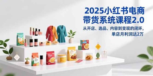2025小红书电商带货系统课程2.0,从开店、选品、内容到变现的闭环,单店月利润达2万
