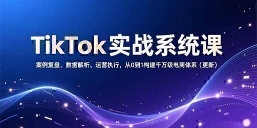 TikTok实战系统课，案例复盘、数据解析、运营执行，从0到1构建千万级电商体系（更新）