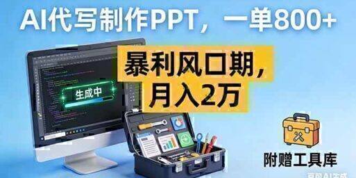 AI代写制作PPT,一单800+, 暴利风口期,月入2万【附工具】