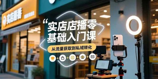 实体店播零基础入门课，实体店+短视频+直播+微信生态+私域社群，从流量获取到私域转化