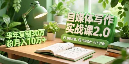 自媒体写作实战课2.0,爆款标题、内容结构、IP打造,半年复制30万粉月入10万+