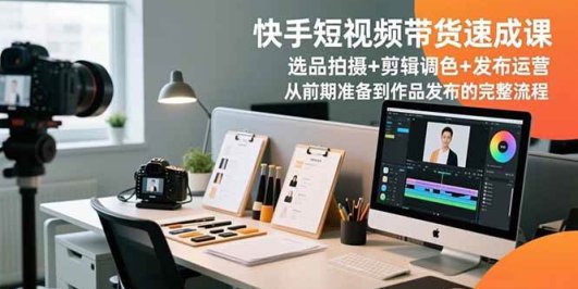 快手短视频带货速成课,选品拍摄+剪辑调色+发布运营,从前期准备到作品发布的完整流程