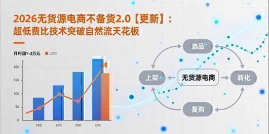 2026无货源电商不备货2.0【更新】：超低费比技术突破自然流天花板，单店月利润1-3万元