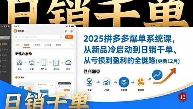 2025拼多多爆单系统课，从新品冷启动到日销千单、从亏损到盈利的全链路（更新12月）