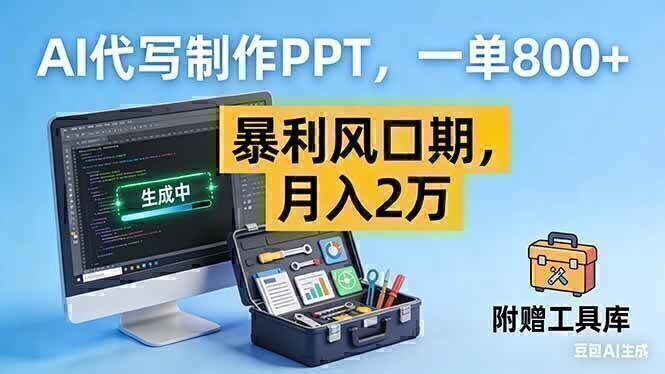 AI代写制作PPT，一单800+， 暴利风口期，月入2万【附工具】