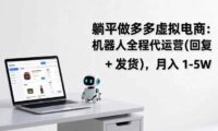 躺平做多多虚拟电商：机器人全程代运营（回复 + 发货），月入 1-5W