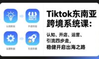 TikTok东南亚跨境系统课:认知、开店、运营、引流四步走,稳健开启出海之路