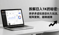 拆解日入 1K 的秘密:拼多多虚拟类目长久玩法,矩阵复制,越做越赚
