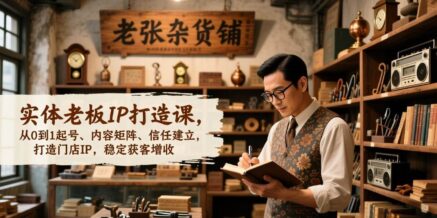 实体老板IP打造课，从0到1起号、内容矩阵、信任建立，打造门店IP，稳定获客增收