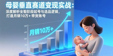 母婴垂直赛道变现实战:深度解析三大阶段起号与选品逻辑,打造月销10万+带货账号