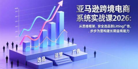 亚马逊跨境电商系统实战课2026:从思维框架、安全选品到Listing广告,步步为营构建长期盈利能力