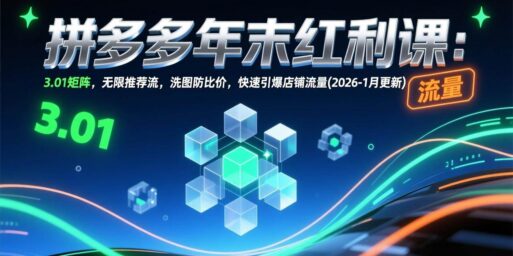 拼多多年末红利课：3.01矩阵，无限推荐流，洗图防比价，快速引爆店铺流量(2026-1月更新)