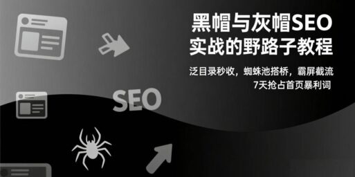 黑帽与灰帽SEO实战的野路子教程：泛目录秒收，蜘蛛池搭桥，霸屏截流，7天抢占首页暴利词