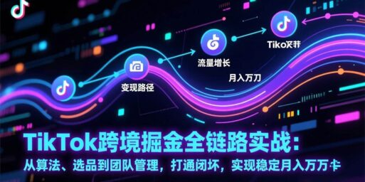 TikTok跨境掘金全链路实战:从算法、选品到团队管理,打通闭环,实现稳定月入万刀