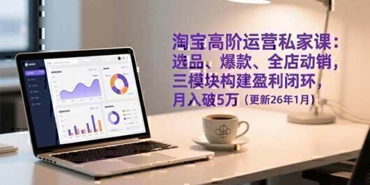淘宝高阶运营私家课：选品、爆款、全店动销，三模块构建盈利闭环，月入破5万（更新26年1月）