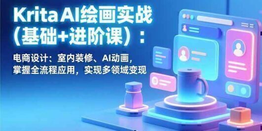 Krita AI绘画实战(基础+进阶课)：电商设计、室内装修、AI动画，掌握全流程应用，实现多领域变现