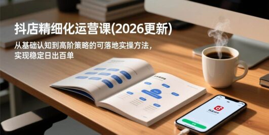 抖店精细化运营课(2026更新)，从基础认知到高阶策略的可落地实操方法，实现稳定日出百单