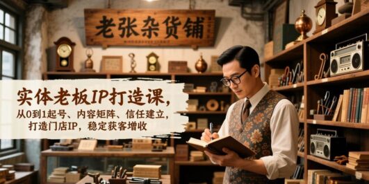 实体老板IP打造课,从0到1起号、内容矩阵、信任建立,打造门店IP,稳定获客增收