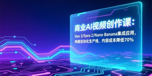 商业AI视频创作课：Veo 3/Sora 2/Nano Banana集成应用，构建自动化生产线，内容成本降低70%