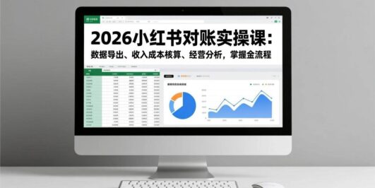 2026小红书对账实操课：数据导出、收入成本核算、经营分析，掌握全流程
