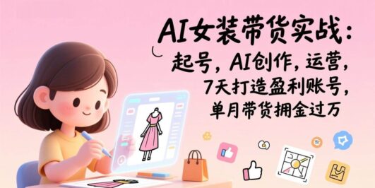 AI女装带货实战班(更新):起号,AI创作,运营,7天打造盈利账号,单月带货佣金过万