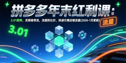 拼多多年末红利课：3.01矩阵，无限推荐流，洗图防比价，快速引爆店铺流量(2026-1月更新)