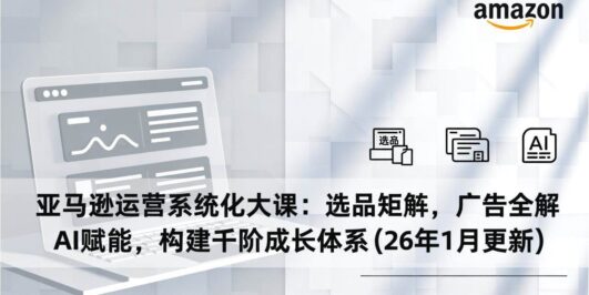 亚马逊运营系统化大课：选品矩阵，广告全解，AI赋能，构建千阶成长体系(26年1月更新)