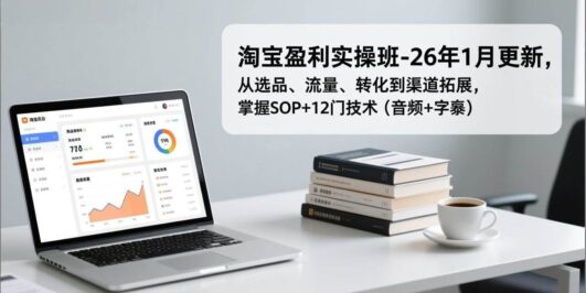 淘宝盈利实操班-26年1月更新，从选品、流量、转化到渠道拓展，掌握SOP+12门技术（音频+字幕）
