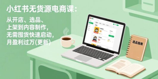 小红书无货源电商课：从开店、选品、上架到内容制作，无需囤货快速启动，月盈利过万(更新)