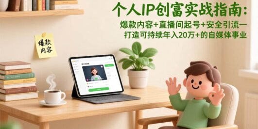 个人IP创富实战指南：爆款内容+直播间起号+安全引流，打造可持续年入20万+的自媒体事业
