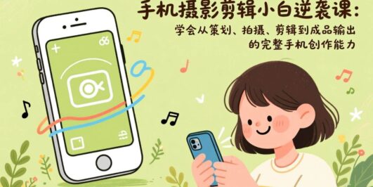 手机摄影剪辑小白逆袭课:学会从策划、拍摄、剪辑到成品输出的完整手机创作能力