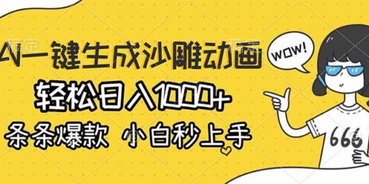 AI一键生成沙雕动画，轻松日入1000+，条条爆款，小白秒上手