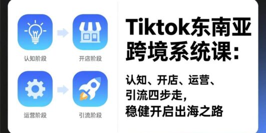 TikTok东南亚跨境系统课：认知、开店、运营、引流四步走，稳健开启出海之路