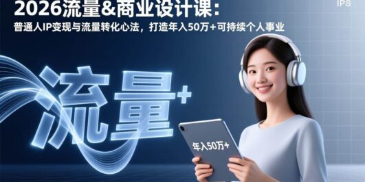 2026流量&商业设计课：普通人IP变现与流量转化心法，打造年入50万+可持续个人事业