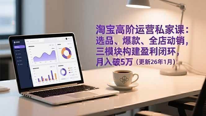 淘宝高阶运营私家课：选品、爆款、全店动销，三模块构建盈利闭环，月入破5万（更新26年1月）