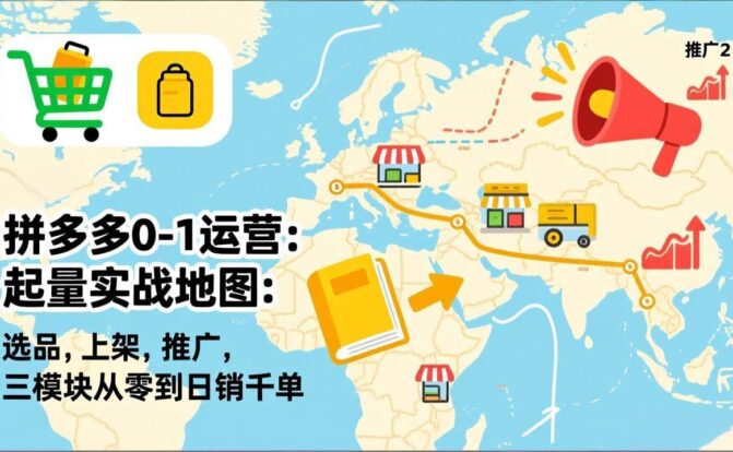 拼多多0-1运营：起量实战地图：选品，上架，推广，三模块从零到日销千单