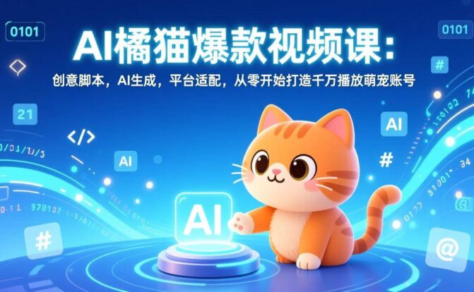 AI橘猫爆款视频课：创意脚本，AI生成，平台适配，从零开始打造千万播放萌宠账号