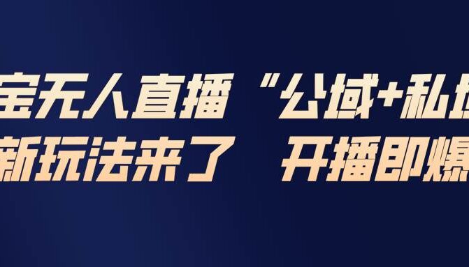 淘宝无人直播最新玩法，包含私域和公域两种玩法
