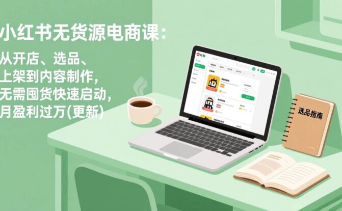 小红书无货源电商课：从开店、选品、上架到内容制作，无需囤货快速启动，月盈利过万(更新)